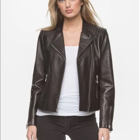 MARC NEW YORK Selena Black Moto Leather Jacket - Picture 4 of 8